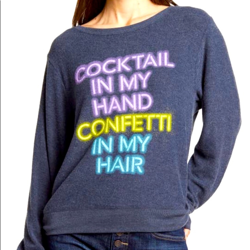 WILDFOX Navy Blazer Cocktail In My Hand Confetti In Hair Sweatshirt